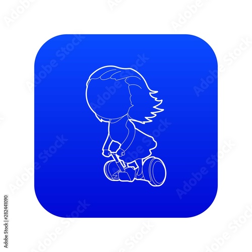 Girl on segway icon blue vector isolated on white background