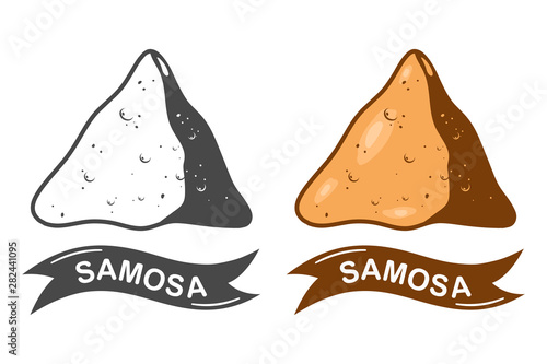 Samosa indian food vector cartoon illustration isolated on a white background.
