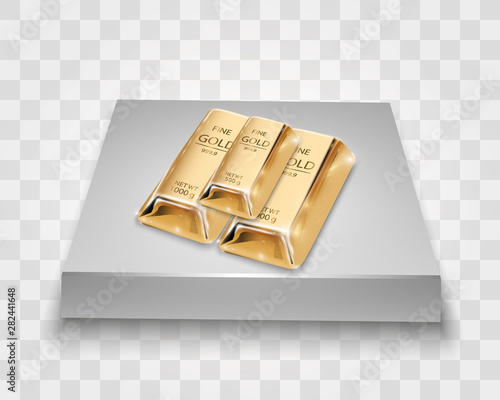 Gold bar isolated on transparent background.