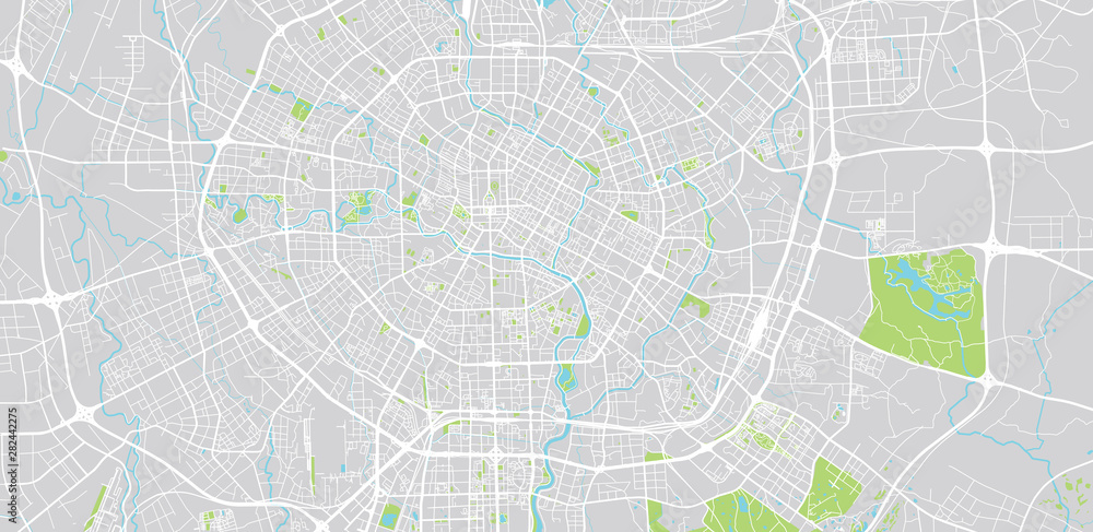 Urban vector city map of Chengdunear, China Urban vector city map of Chengdunear, China