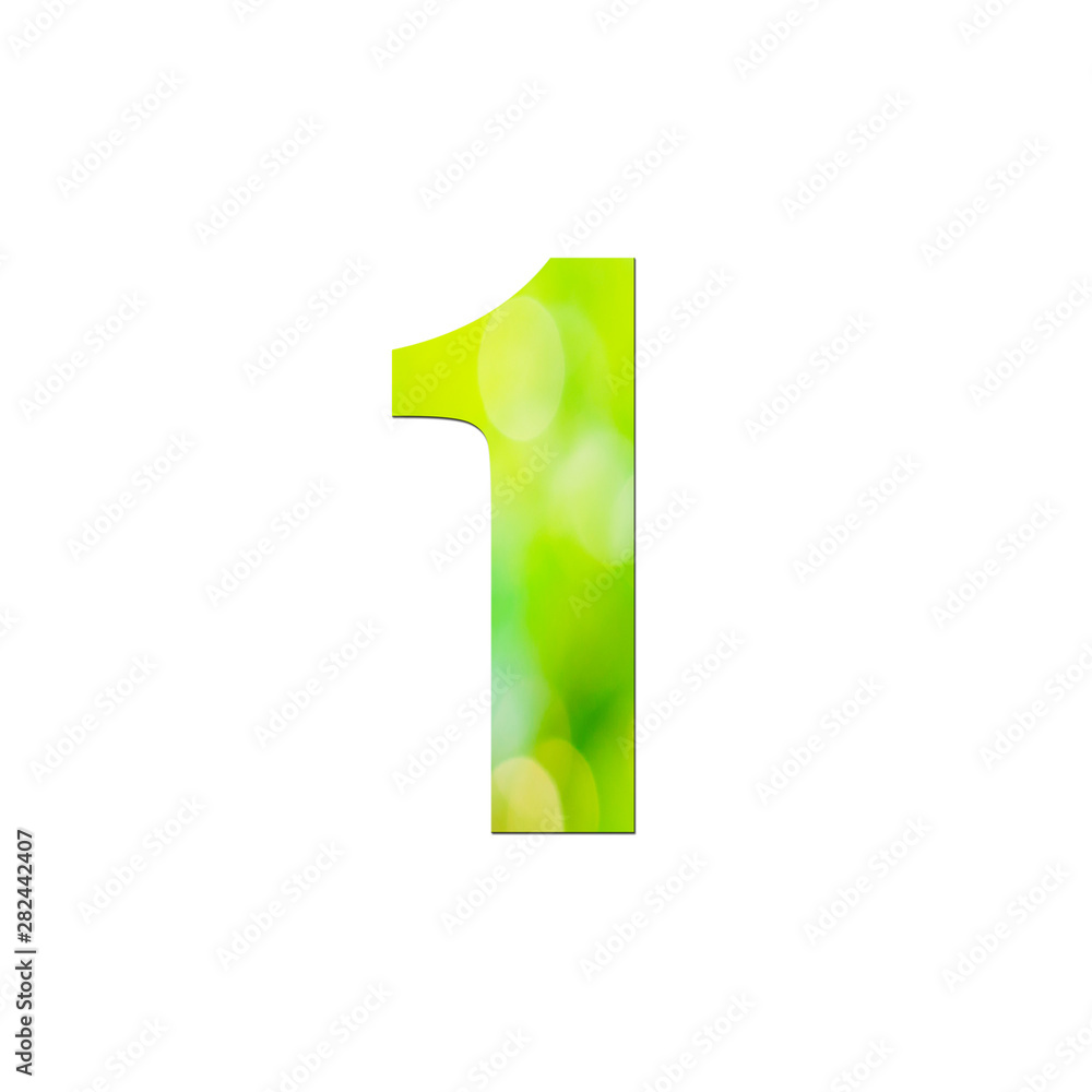 Green natural in number 1 isolated on white background. Green natural in number 1 isolated on white background.