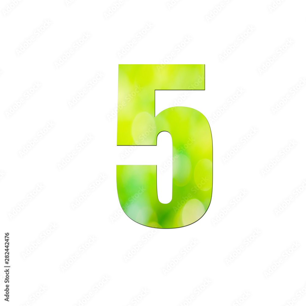Green natural in number 5 isolated on white background. Green natural in number 5 isolated on white background.
