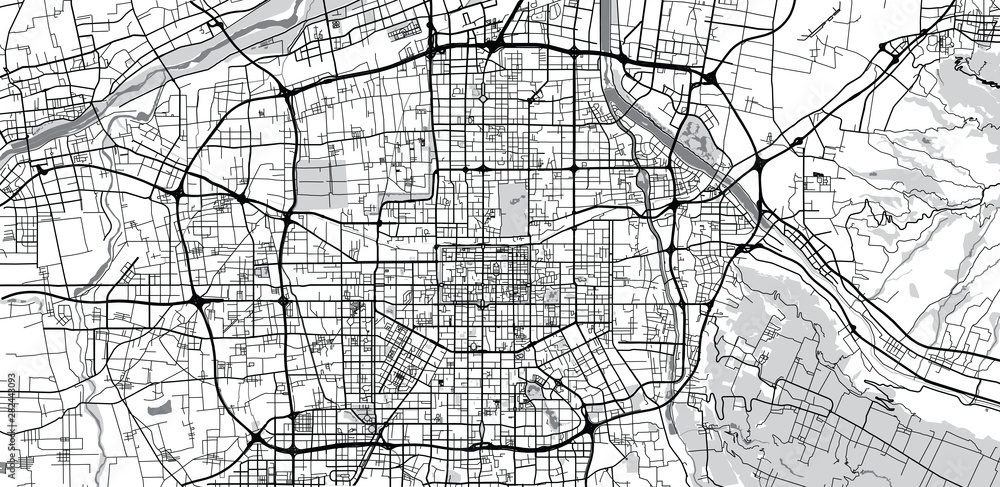 Urban vector city map of Xian, China
