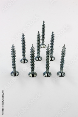 screws isolated on white background photo