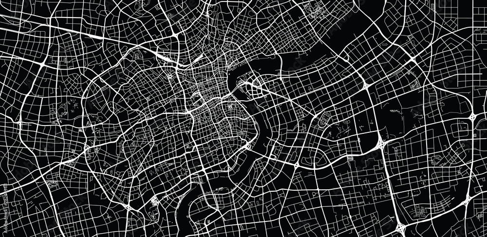 Urban vector city map of Shanghai, China