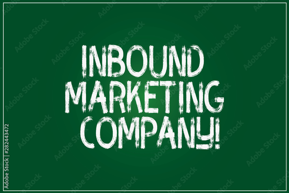 Fototapeta premium Conceptual hand writing showing Inbound Marketing Company. Business photo showcasing marketing agency that helps companies grow Color Rectangular Shape Outline and Round Beam in Center