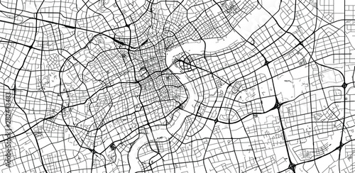 Obraz na płótnie Urban vector city map of Shanghai, China