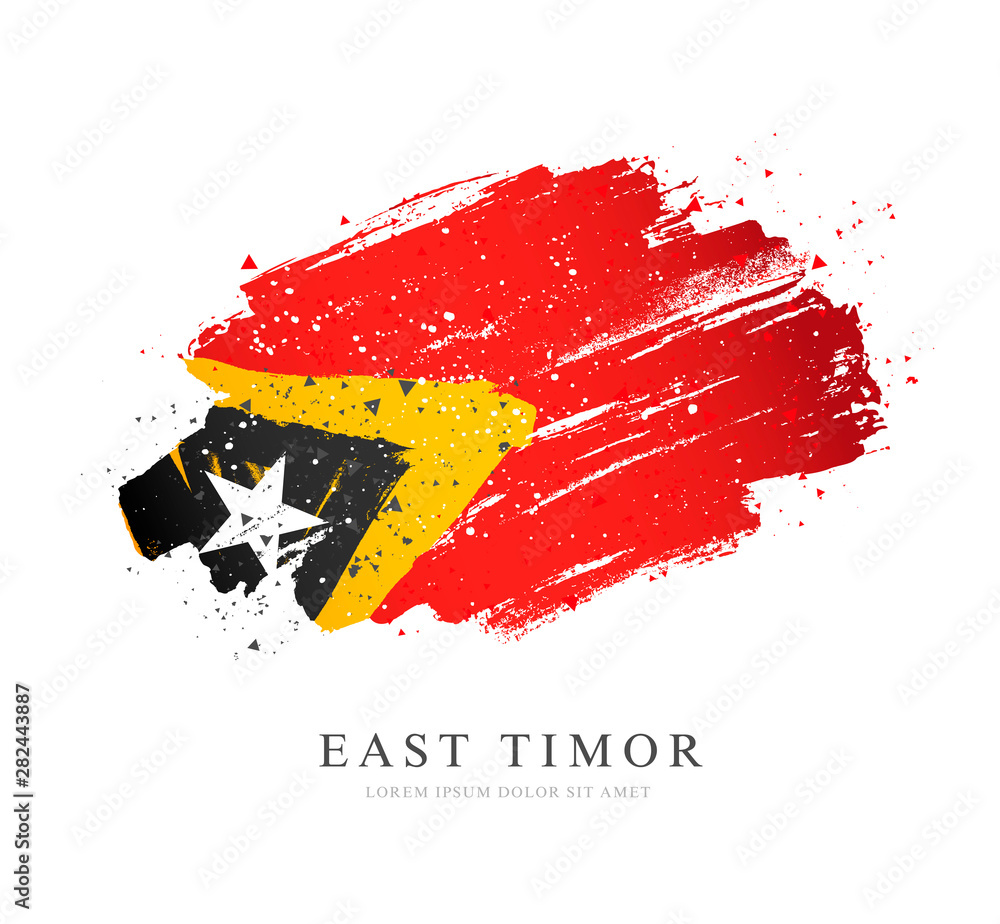 Obraz premium Flag of East Timor. Vector illustration on a white background.