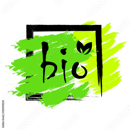 Grunge bio 100 percent natural rubber stamp, vector illustration