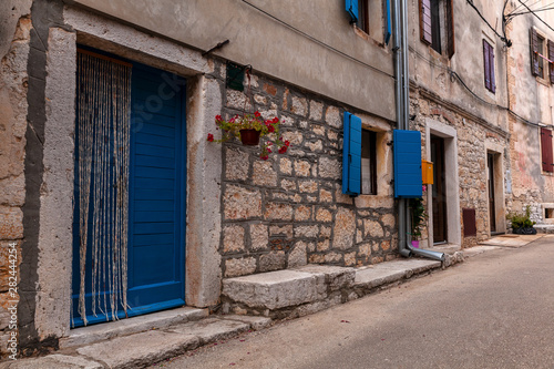 View of typical istrian alley in Valle - Bale, Croatia © bepsphoto