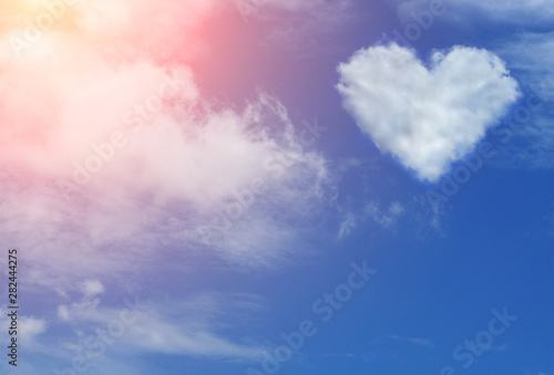 Heart shaped cloud in blue sky