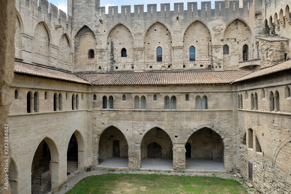Cloisters and courtyard at the Palais des Papes, Avignon , France