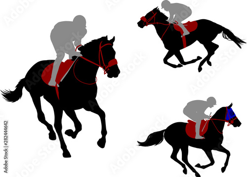 race horses and jockeys silhouettes