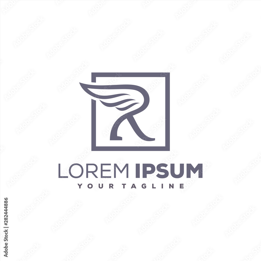 awesome wing square logo design
