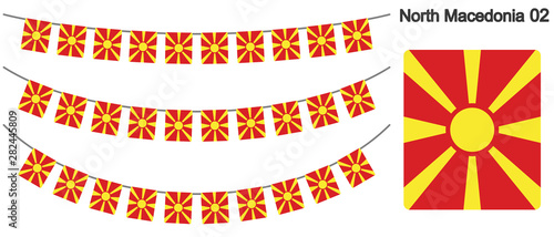 北マケドニア共和国の国旗のガーラーンド　ベクターデータ（bunting garland）