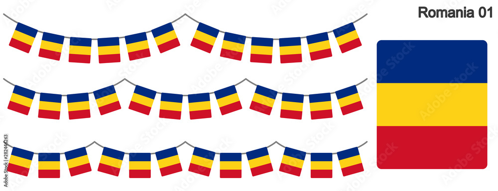 Fototapeta premium ルーマニアの国旗のガーラーンド ベクターデータ（bunting garland）