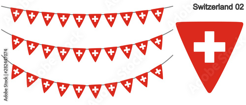 スイスの国旗のガーラーンド　ベクターデータ（bunting garland）