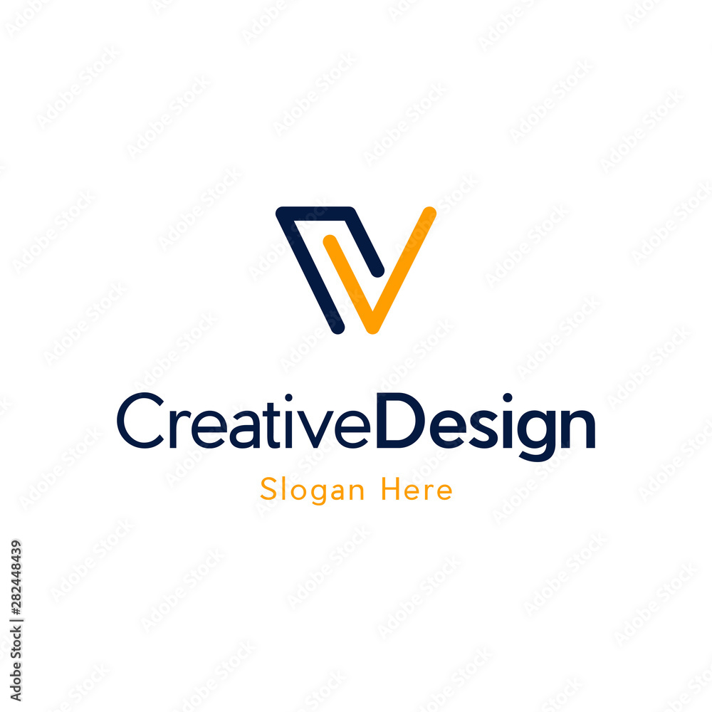 Capital letter V. V logo. Abstract letter V logotype. Creative minimalism logotype. Universal modern geometric linear logo idea.