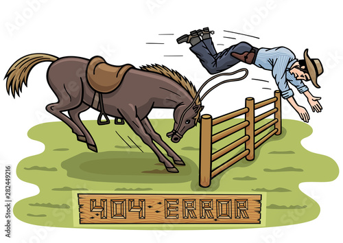 The horse didn t want to jump over the fence. Instead, a cowboy flew over an obstacle.