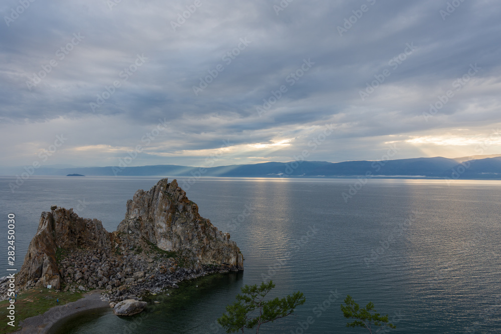Olkhon island, Khuzhir village, June 2019, view of Lake Baikal on a cloudy day