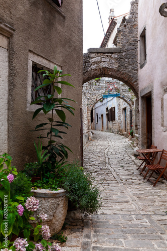View of typical istrian alley in Valle - Bale  Croatia