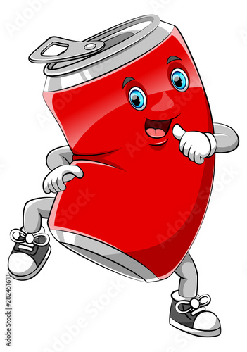Happy Red cartoon can dancing