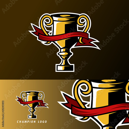 gold champion trophy sport esport logo template