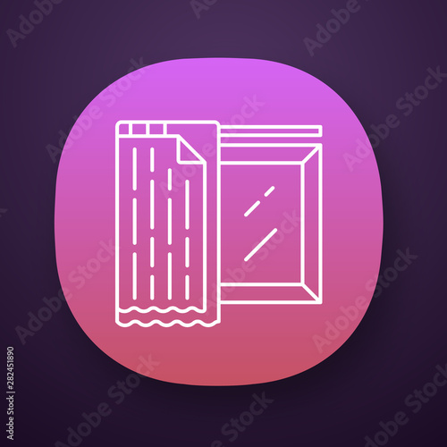 Liner shades app icon. House and office furnishing. Home interior design. Window coverings, treatments. Blackout liner. UI/UX user interface. Web or mobile application. Vector isolated illustration