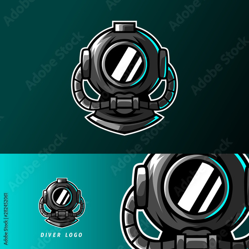 diver scuba helmet mascot sport esport logo template