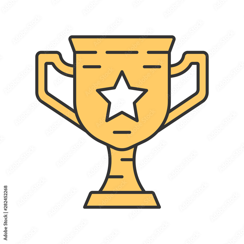 Gamer winning cup color icon. Virtual video game prize, award, reward. Esports championship. Champion, winner trophy. Cybersport competition. Isolated vector illustration Gamer winning cup color icon. Virtual video game prize, award, reward. Esports championship. Champion, winner trophy. Cybersport competition. Isolated vector illustration