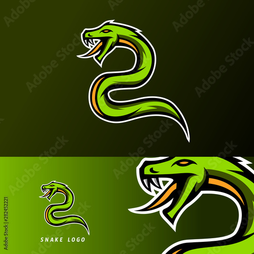 green snake viper pioson mascot esport logo photo