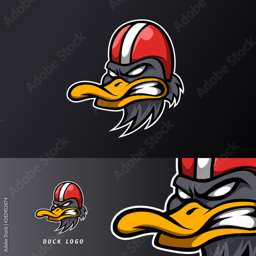 angry duck rider mascot sport esport logo template