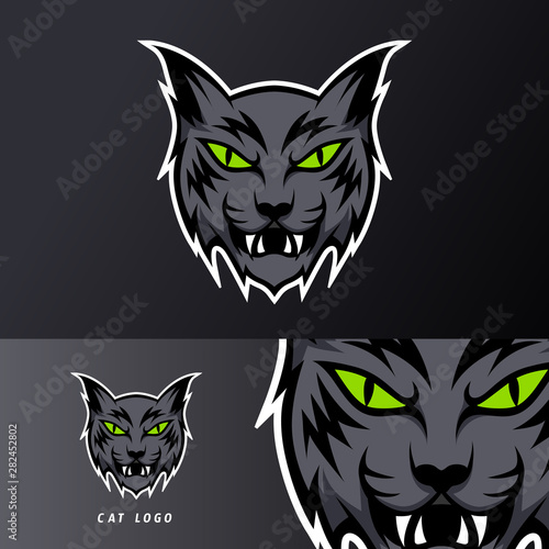 black angry cat tiger mascot sport gaming esport logo template