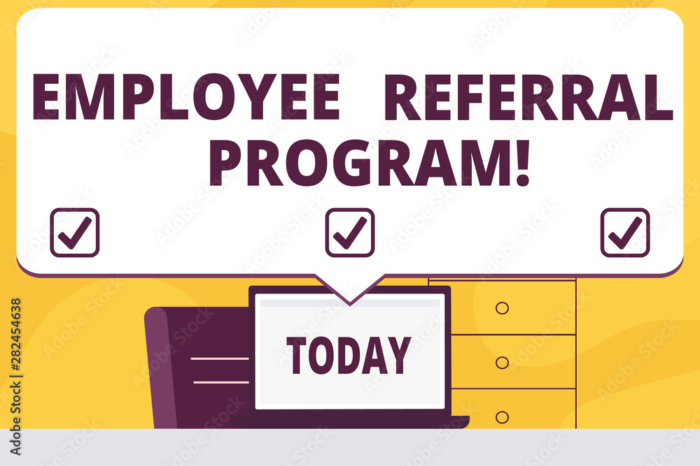 Word writing text Employee Referral Program. Business concept for strategy work encourage employers through prizes