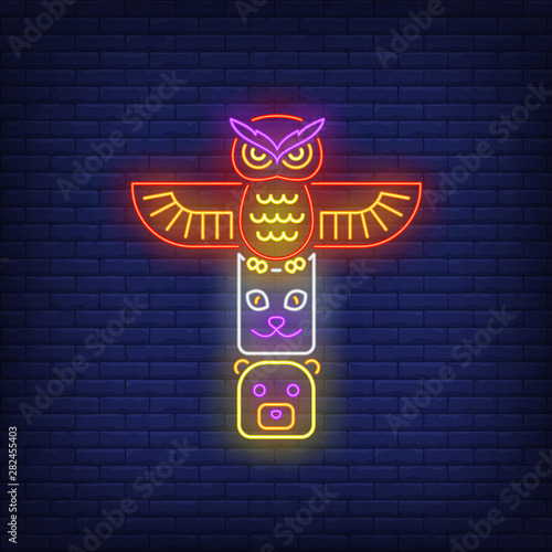 Totem pole with animals neon sign