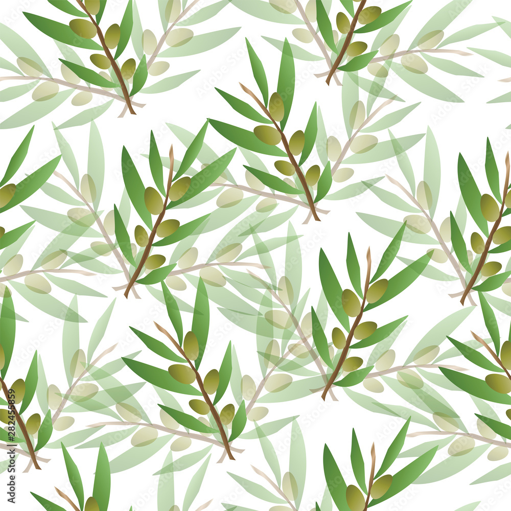 seamless pattern with olive trees vector - green floral pattern seamless pattern with olive trees vector - green floral pattern