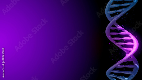 DNA. Abstract 3d polygonal wireframe DNA molecule helix spiral. Medical science background.