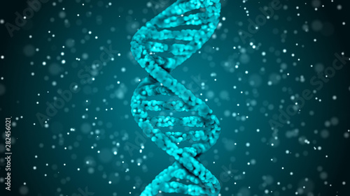 DNA. Abstract 3d polygonal wireframe DNA molecule helix spiral. Medical science background.