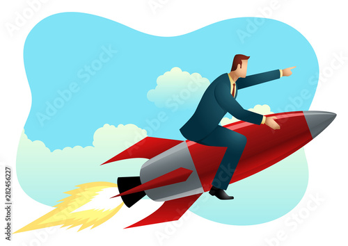 Businessman on a rocket