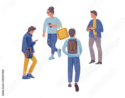 People walking concept Vector flat style illustrations. Set collection templates