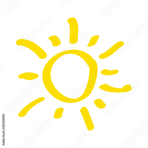 Summer sun icon isolated on the white background