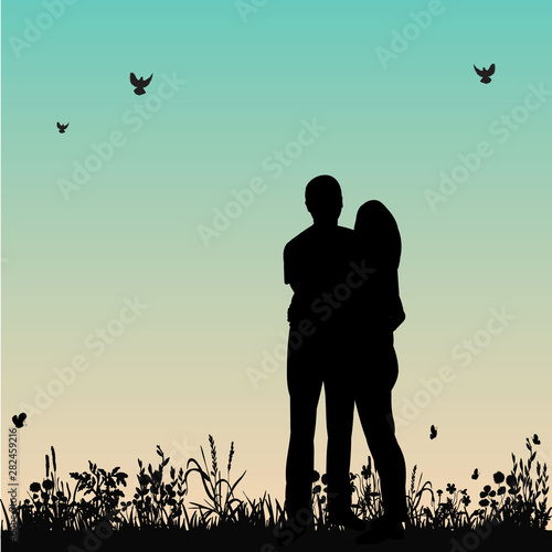  background of nature silhouette of a guy and a girl