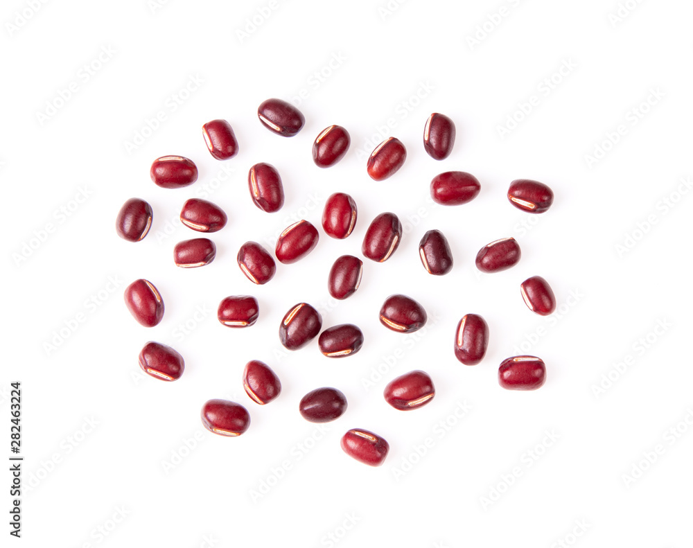 red beans adzuki isolated on white background. top view red beans adzuki isolated on white background. top view