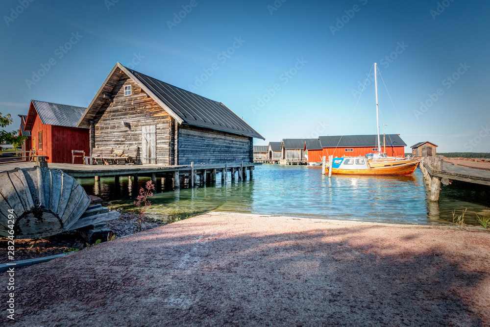 Aland Islands, Finland - Wooden house on the shore of the Baltic Sea. Aland Islands. Aland Islands, Finland - Wooden house on the shore of the Baltic Sea. Aland Islands.