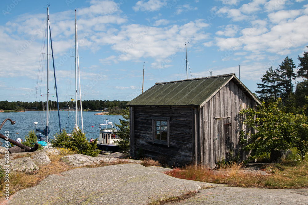 Aland Islands, Finland  - A fishing village in Eckerö. Cozy harbor in the Baltic Sea.