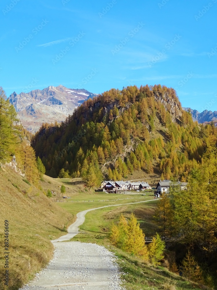 A mountain pasture with its typical houses immersed in the Nature of the Natural Park A mountain pasture with its typical houses immersed in the Nature of the Natural Park