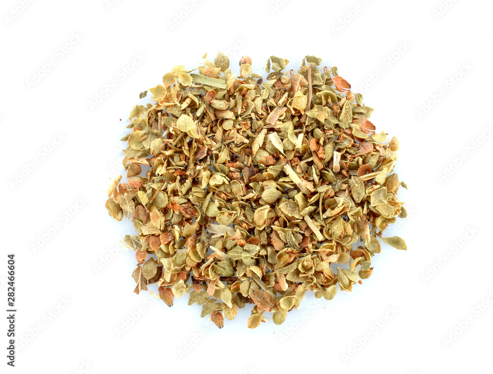 Oregano spice on white background. Oregano spice on white background.