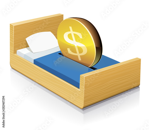 Lit en bois et investir en Dollars (reflet)