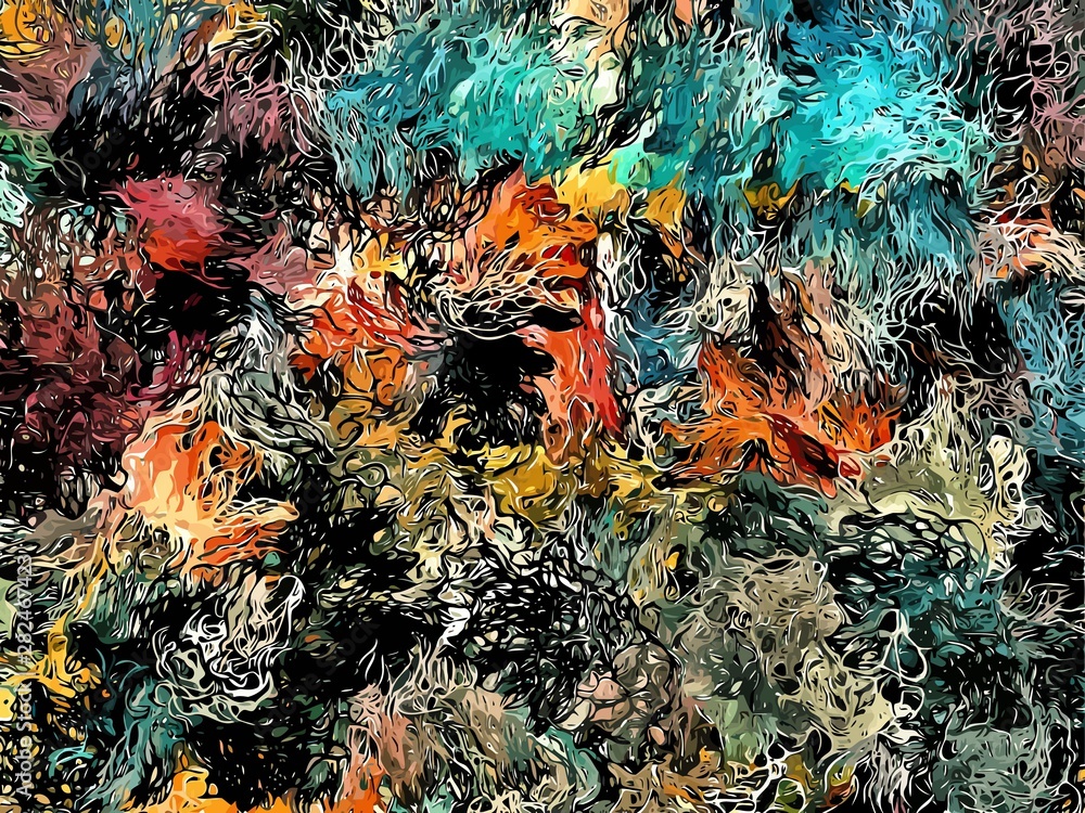abstract grunge background from color chaotic blurred spots brush strokes of different sizes.