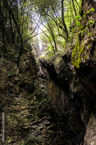 Stunning waterfall in a cave in northern Italy